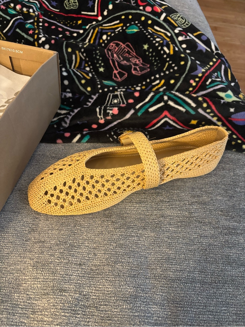 Cushionaire Breathable Crochet Mary Jane Flats in Natural